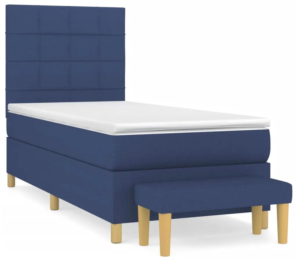 vidaXL Κρεβάτι Boxspring με Στρώμα Μπλε 100 x 200 εκ. Υφασμάτινο