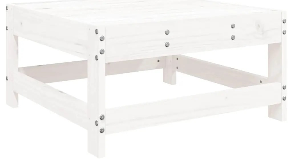 vidaXL Υποπόδιο Κήπου Λευκό από Μασίφ Ξύλο Πεύκου με Μαξιλάρι