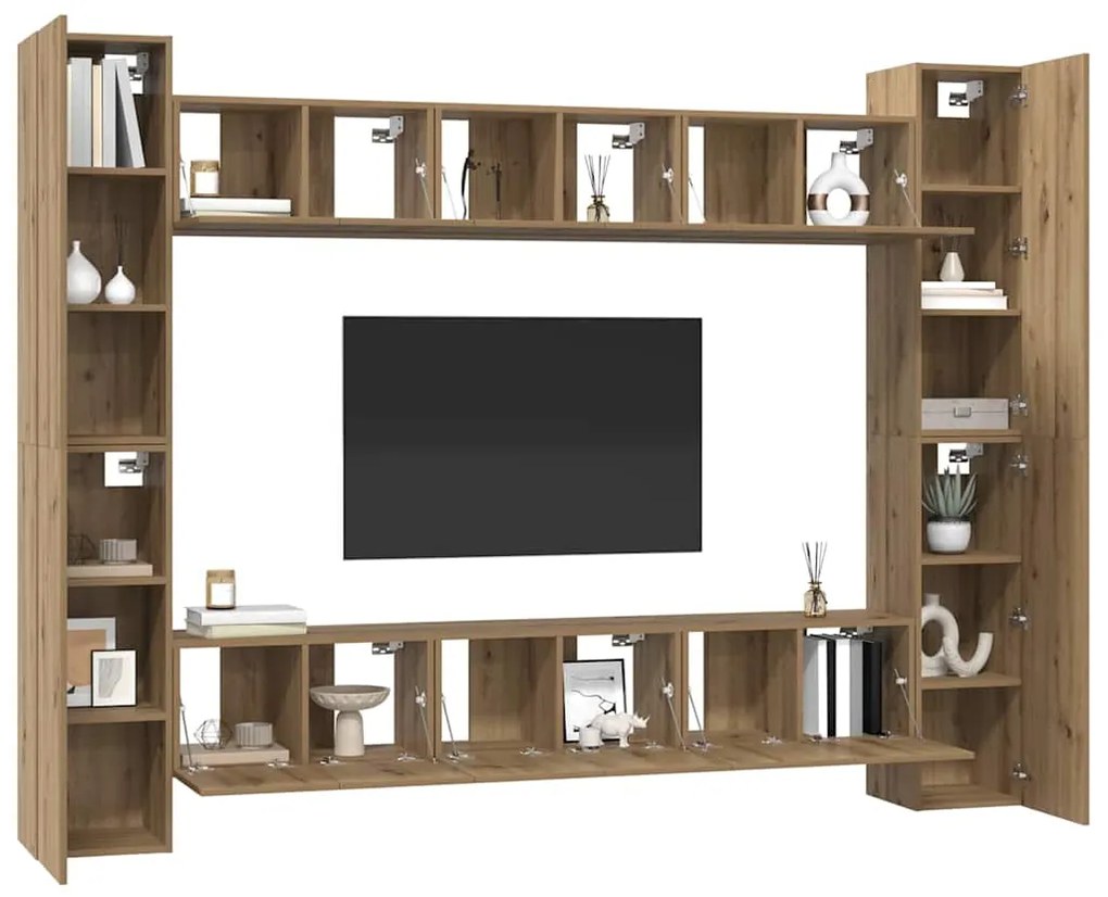 vidaXL Σετ επίπλου τηλεόρασης 10 pcs Artisan Oak 30,5 x 30 x 90 cm