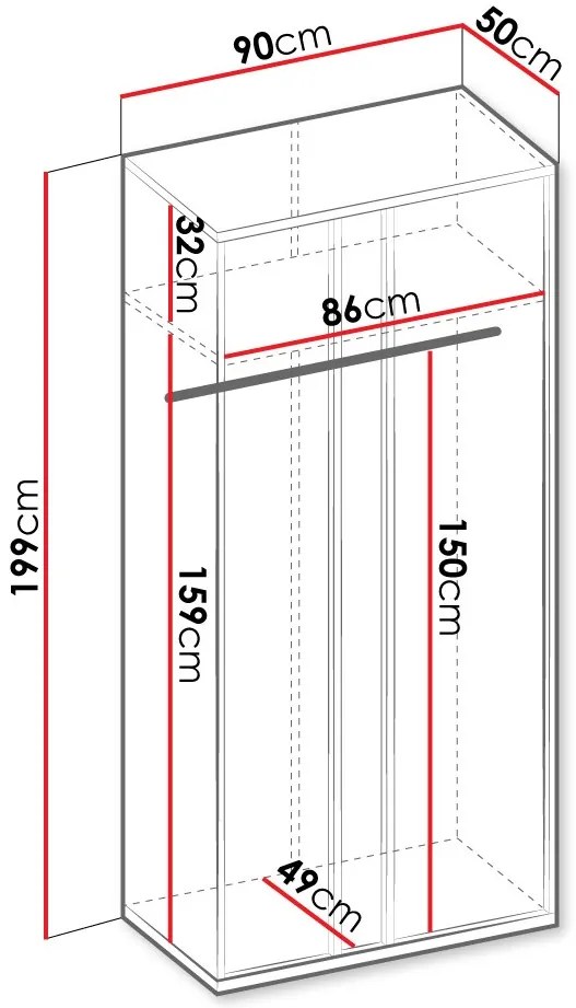 Ντουλάπα Imola 2D Δίφυλλη