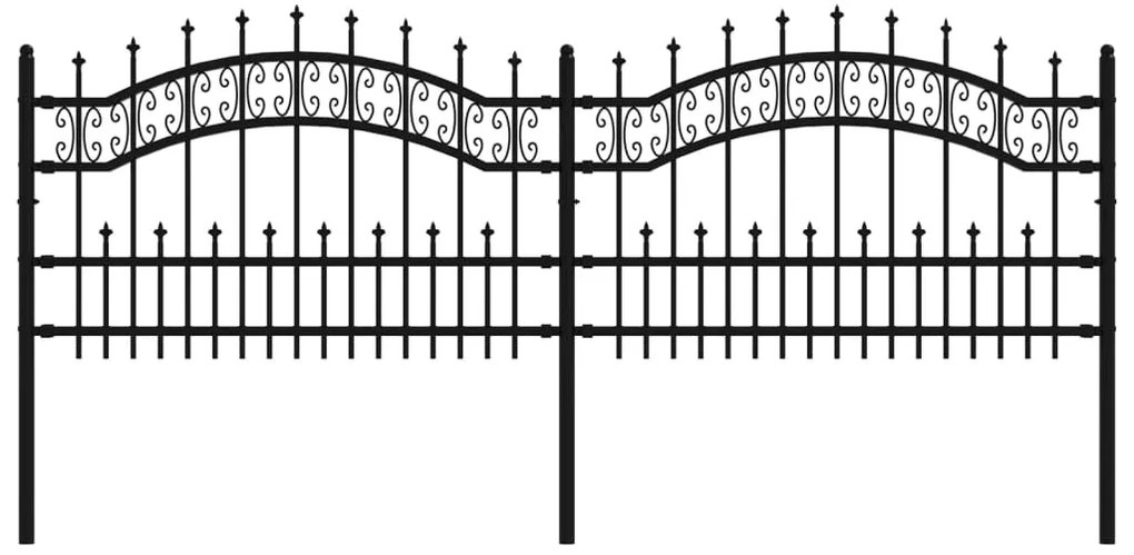 vidaXL Φράχτης Κήπου με Κορυφή Δόρυ Μαύρος 240x75 εκ. από Ατσάλι με Ηλεκτροστατική Βαφή