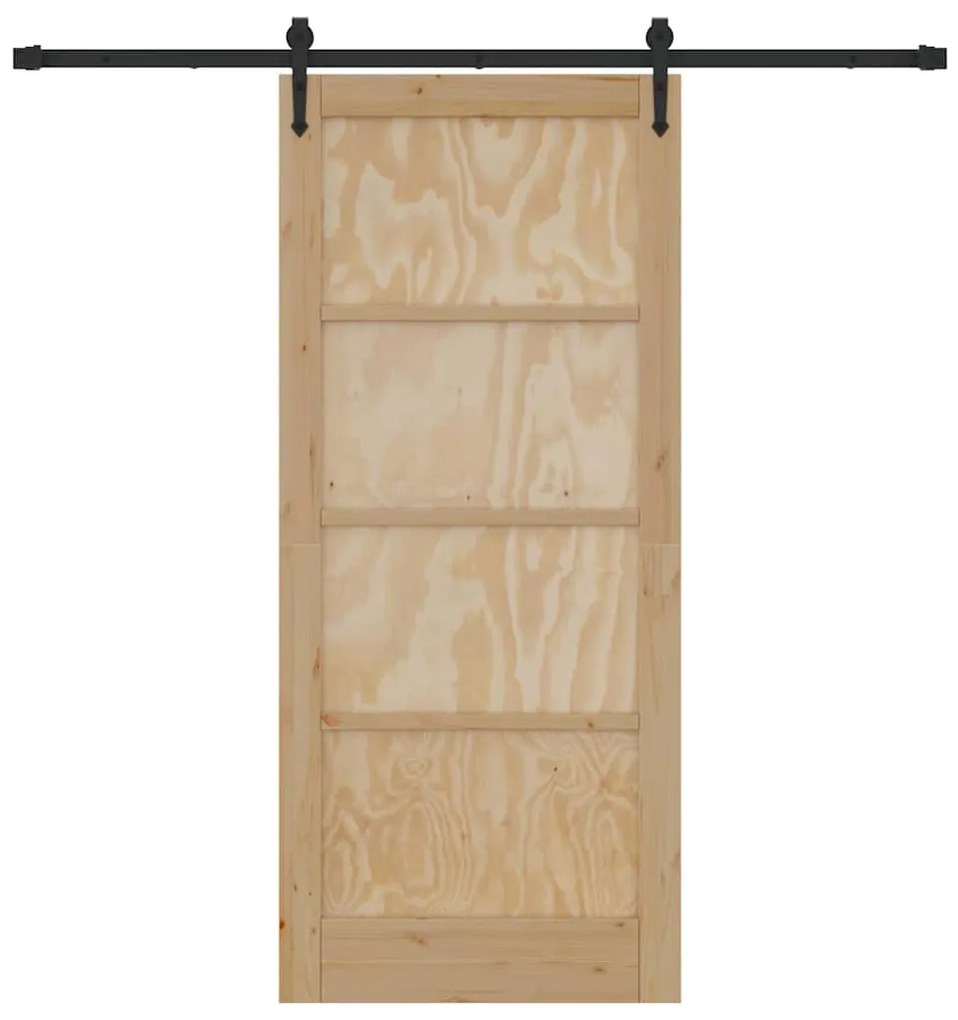 vidaXL Συρόμενη Πόρτα Φυσικό και μαύρο 86 x 198.5 cm