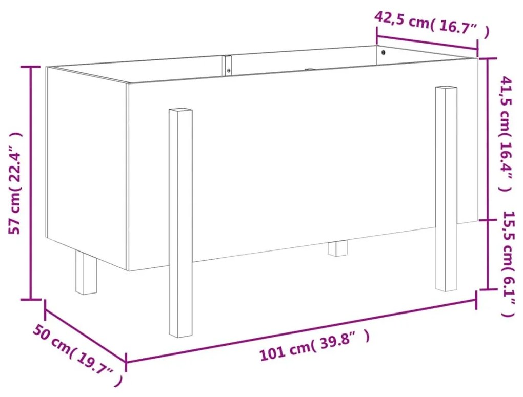 Ζαρντινιέρα Υπερυψωμένη Μελί 101 x 50 x 57 εκ. από Μασίφ Πεύκο - Καφέ