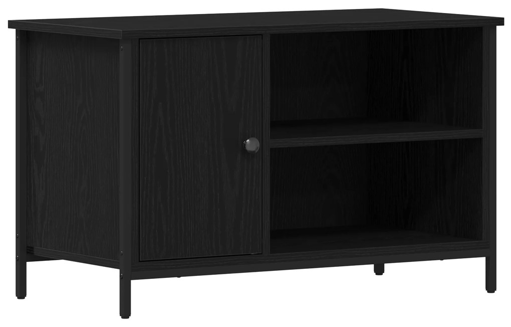 vidaXL Κάστρο Τηλεόρασης Μαύρο Δρυς 80x40x50 εκ Επεξεργασμένο Ξύλο και Χάλυβας