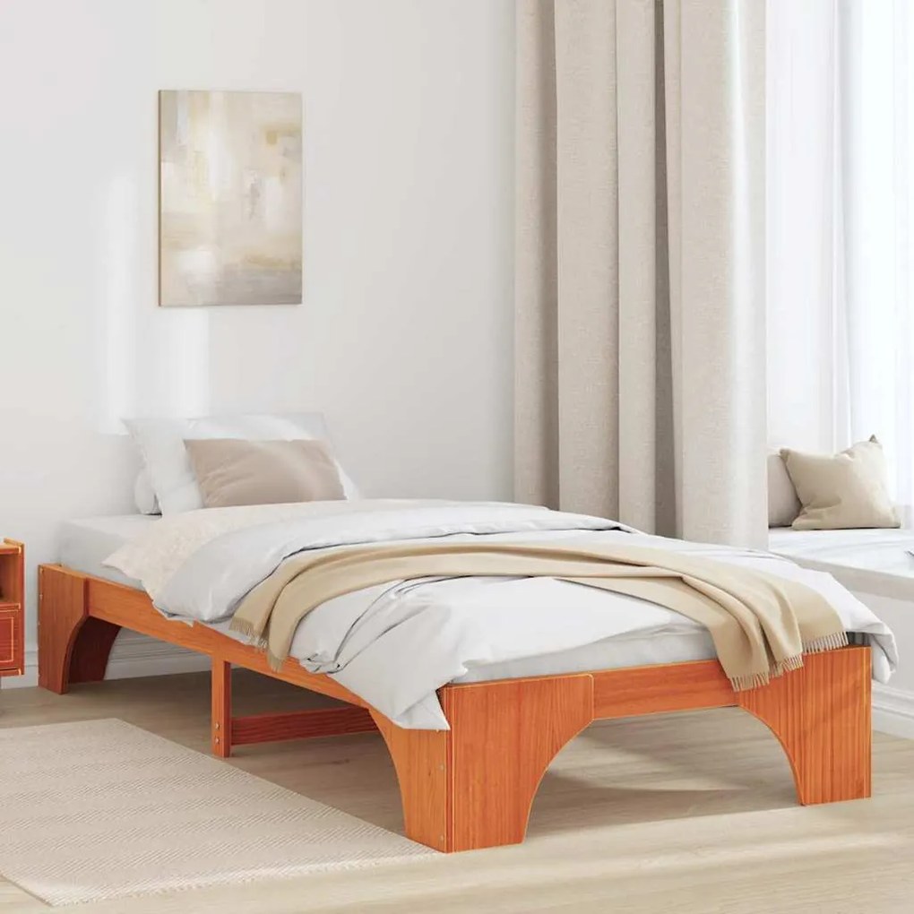vidaXL Κρεβάτι Μαύρης Καφέ 90 x 190 cm Μασίφ Ξύλου Πεύκου