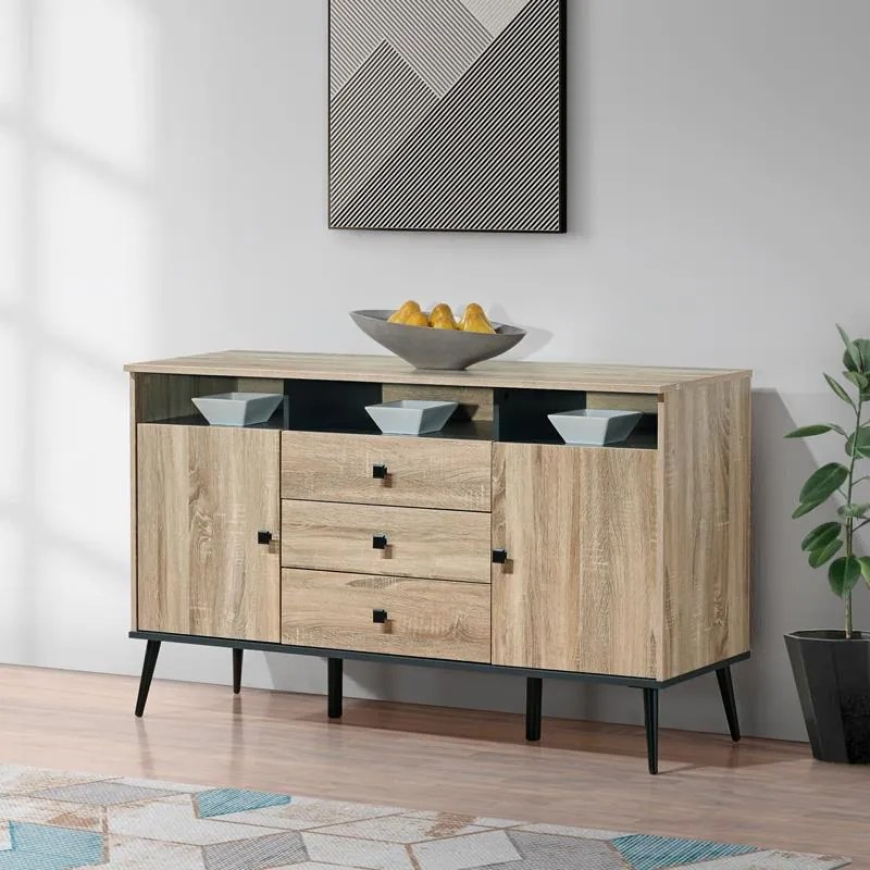 Μπουφές Zezan σε sonoma-ανθρακί απόχρωση 140.5x41.5x80εκ 140.5x41.5x80 εκ.