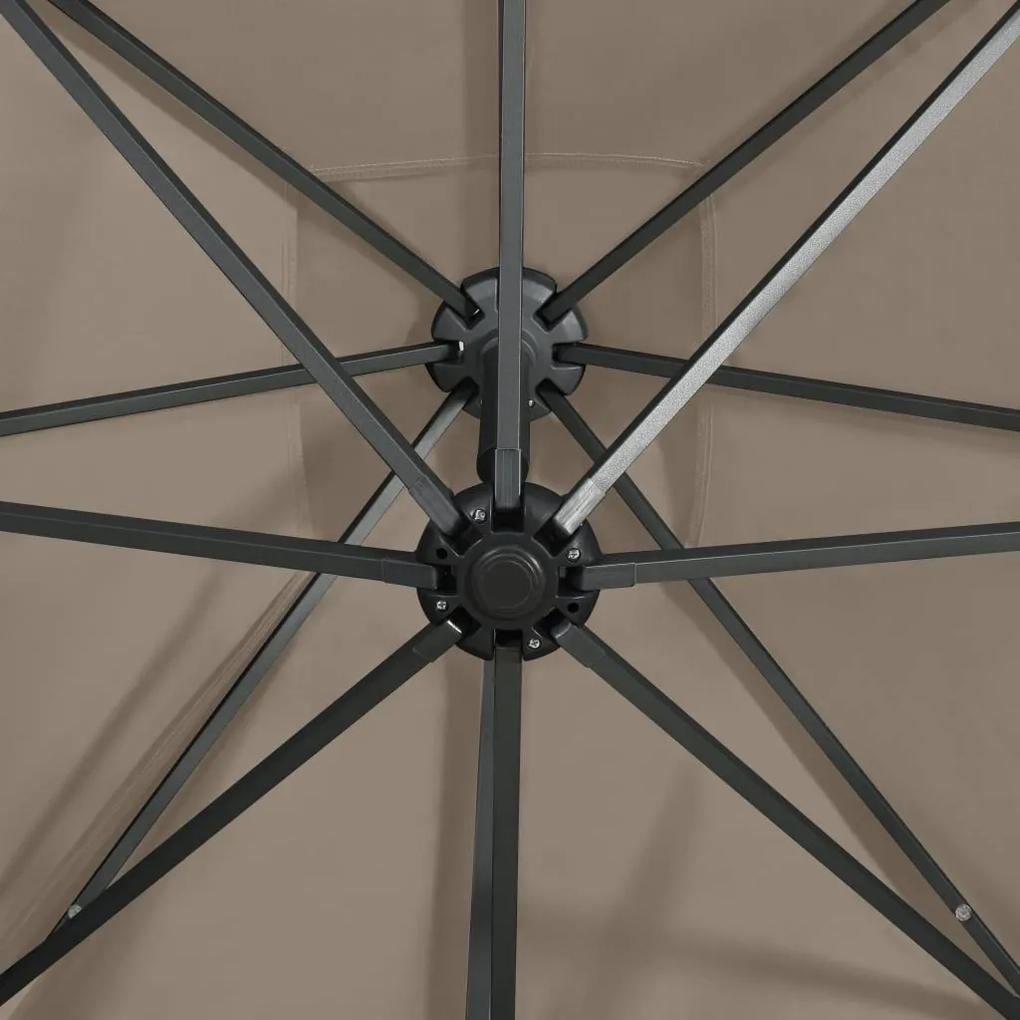 Ομπρέλα Κρεμαστή με Ιστό και LED Taupe 250 εκ. - Μπεζ-Γκρι