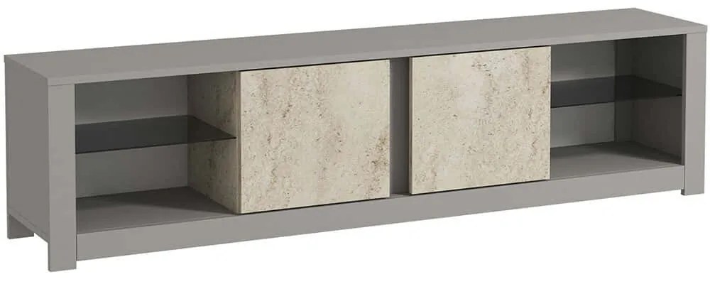 Έπιπλο Tηλεόρασης Aydos 382NRC2526 180x35x45cm Travertine Beige-Grey