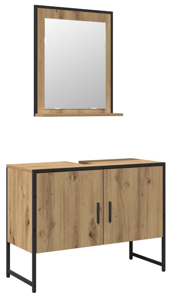 vidaXL Σετ μπάνιου 2 τεμαχίων  από τεχνητό ξύλο Artisan Oak