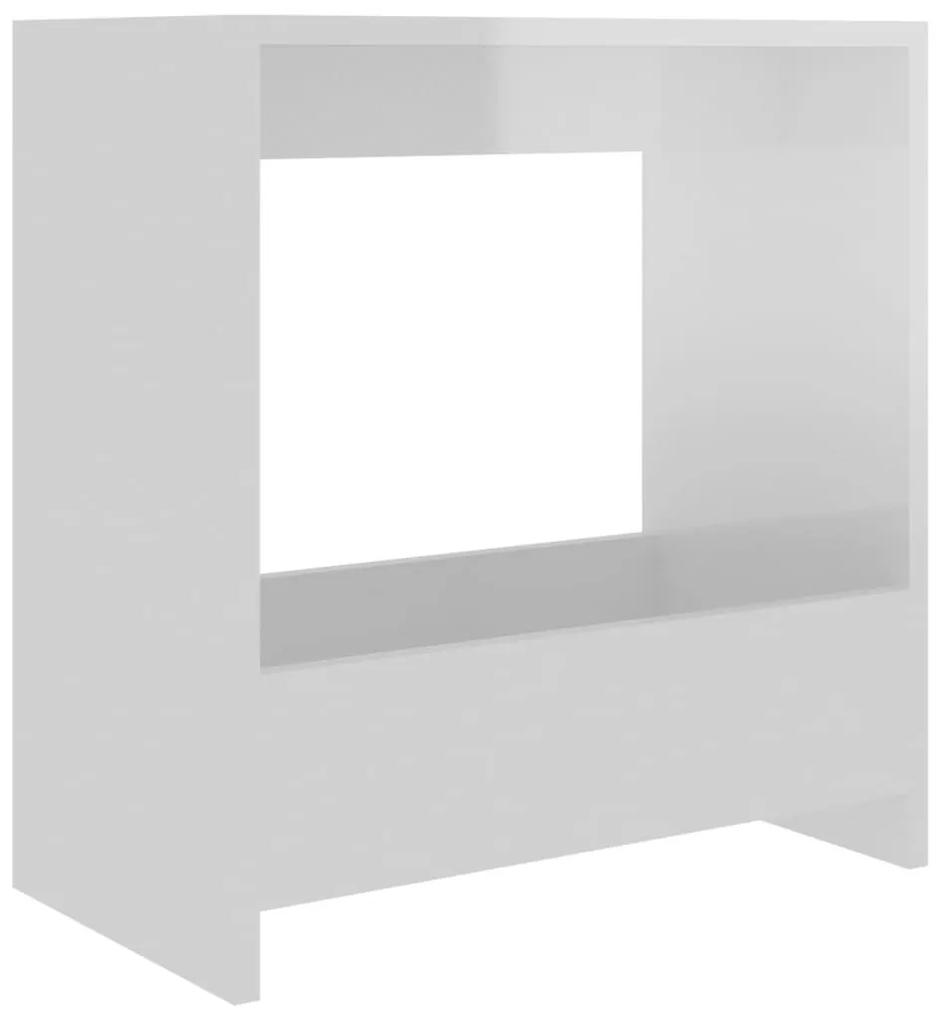 Τραπέζι Βοηθητικό Γυαλιστερό Λευκό 50 x 26 x 50 εκ. Μοριοσανίδα - Λευκό