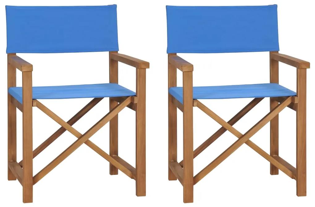 vidaXL Καρέκλες Σκηνοθέτη 2 τεμ. Μπλε από Μασίφ Ξύλο Teak