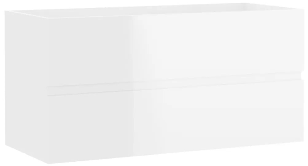 vidaXL Ντουλάπι Νιπτήρα Γυαλιστερό Λευκό 90x38,5x45 εκ. από Επεξ. Ξύλο