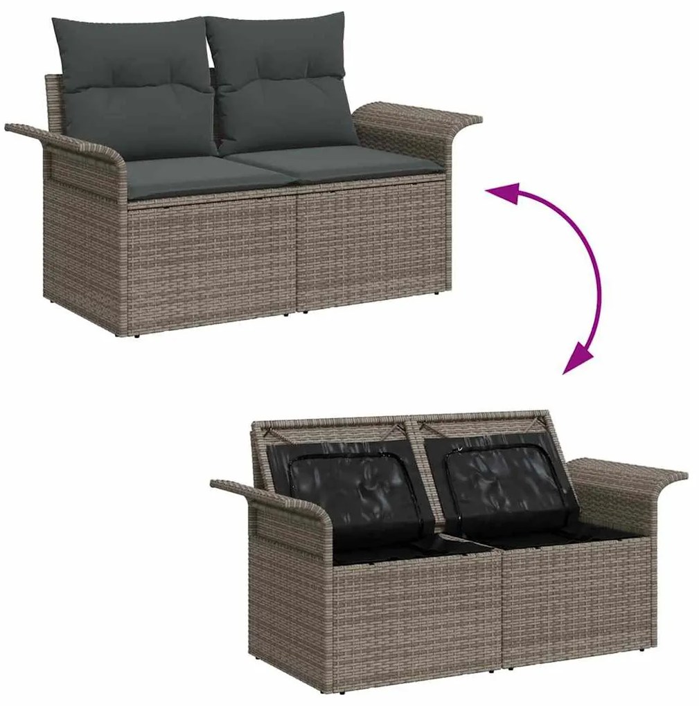 vidaXL Σετ Καναπέ Κήπου με μαξιλάρι 6 pcs Γκρι Πολυ ράταν