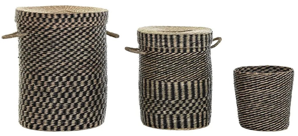 Σετ Καλαθιών DKD Home Decor Μαύρο Φυσικό Φυσική ίνα 4 κιλά (3 Τεμάχια) (3 Μονάδες)