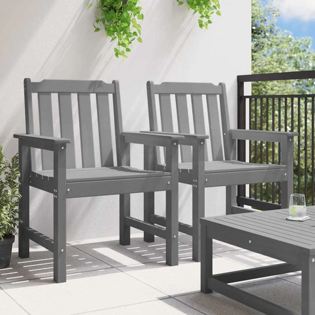 vidaXL Καρέκλα φαγητού κήπου 2 pcs Ανοιχτό γκρι 65.5 x 59 x 88 εκ