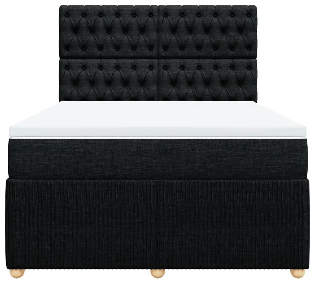 vidaXL Κρεβάτι Boxspring με Στρώμα Μαύρο 160x200 εκ. Υφασμάτινο