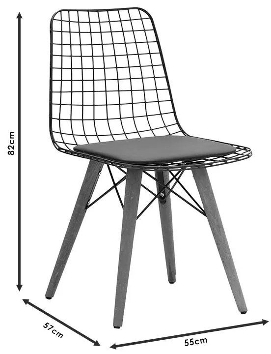 Καρέκλα Edric PU μαύρο-καρυδί πόδι 55x57x82 εκ.