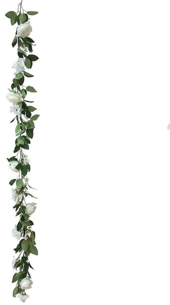 Τεχνητή Γιρλάντα Τριαντάφυλλα 00-00-23340-1 180cm White Marhome Plastic, Fabric