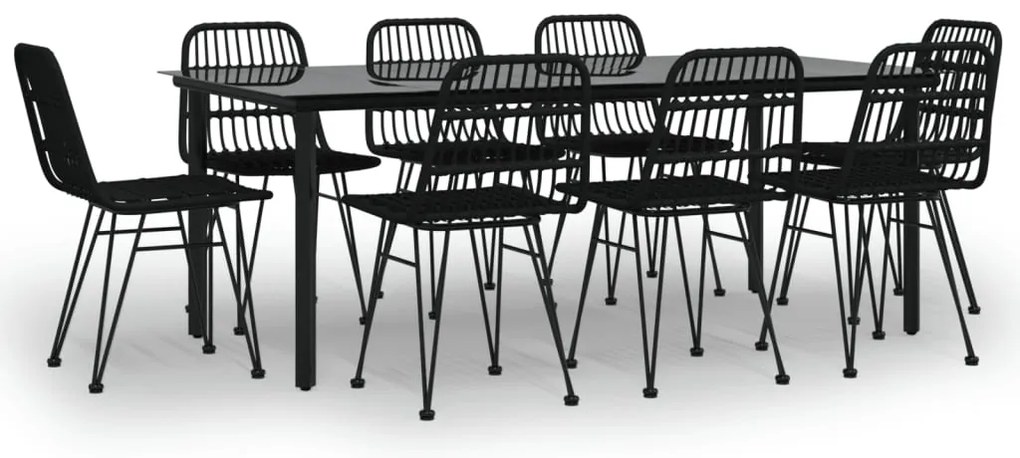 vidaXL Σετ Τραπεζαρίας Κήπου 9 τεμ. Μαύρο από Συνθετικό Ρατάν