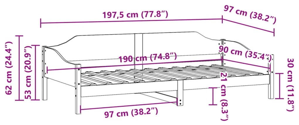 ΣΚΕΛΕΤΟΣ ΚΡΕΒ. ΧΩΡΙΣ ΣΤΡΩΜΑ ΛΕΥΚΟ 90X190 ΕΚ ΜΑΣΙΦ ΠΕΥΚΟ 850918