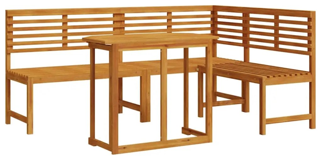 vidaXL Σετ Παγκάκι Κήπου 3 pcs Καφέ Μασίφ ξύλο ακακίας