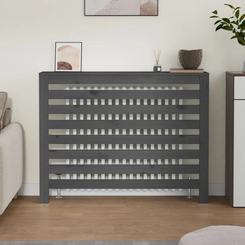 vidaXL Κάλυμμα Καλοριφέρ Γκρι 108,5x19x84 εκ. από Μασίφ Ξύλο Πεύκου