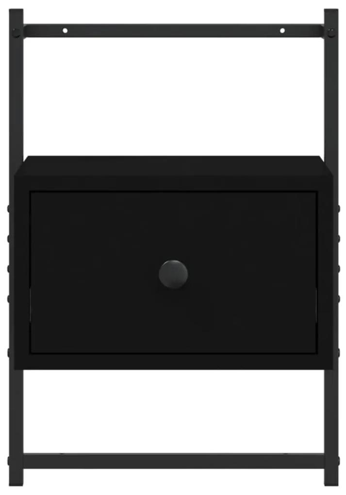 vidaXL Κομοδίνα Επιτοίχια 2 τεμ. Μαύρο 35x30x51 εκ. από Επεξεργ. Ξύλο