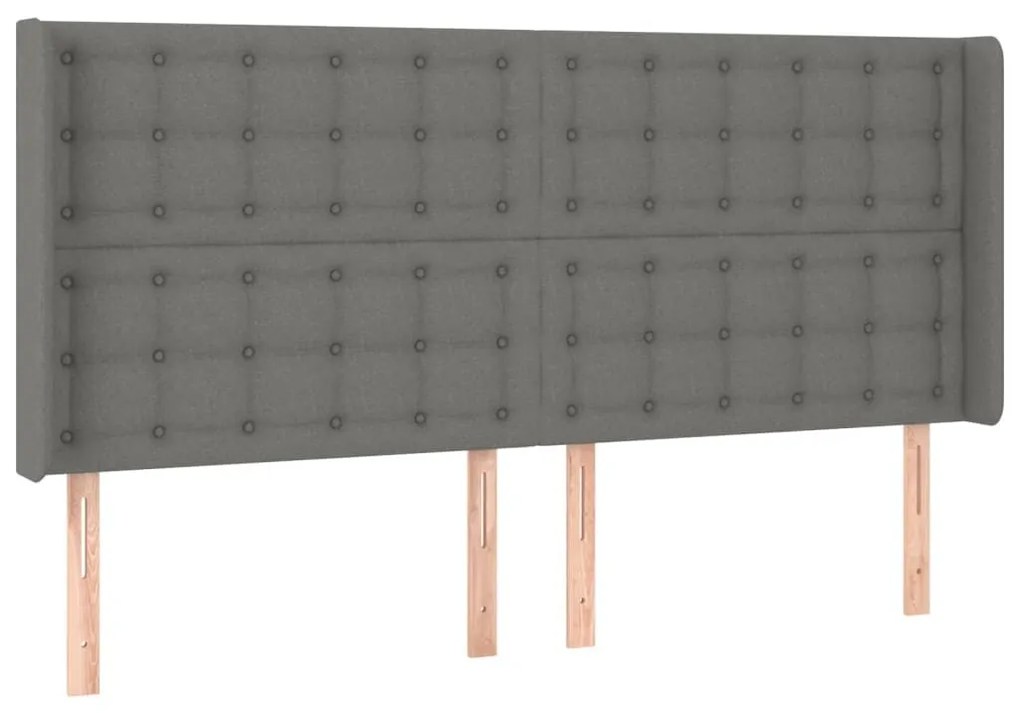 Κεφαλάρι με Πτερύγια Σκούρο Γκρι 163x16x118/128 εκ. Υφασμάτινο - Γκρι