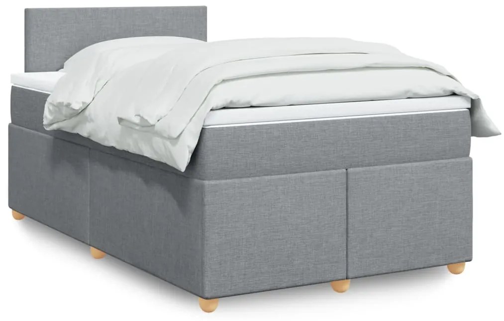 vidaXL Κρεβάτι Boxspring με Στρώμα Ανοιχτό Γκρι 120x200 εκ. Υφασμάτινο