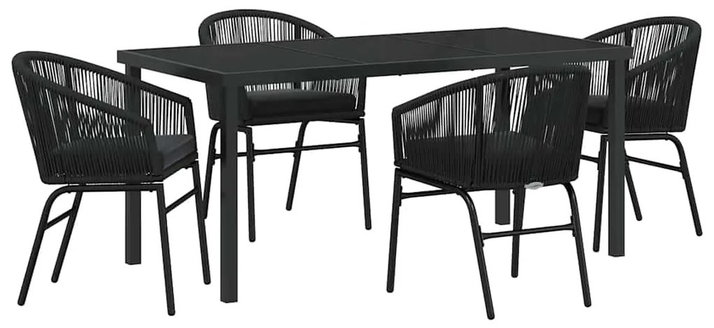 vidaXL Σέτ φαγητού για κήπο 5 pcs Μαύρο Χάλυβας με επίστρωση πούδρας