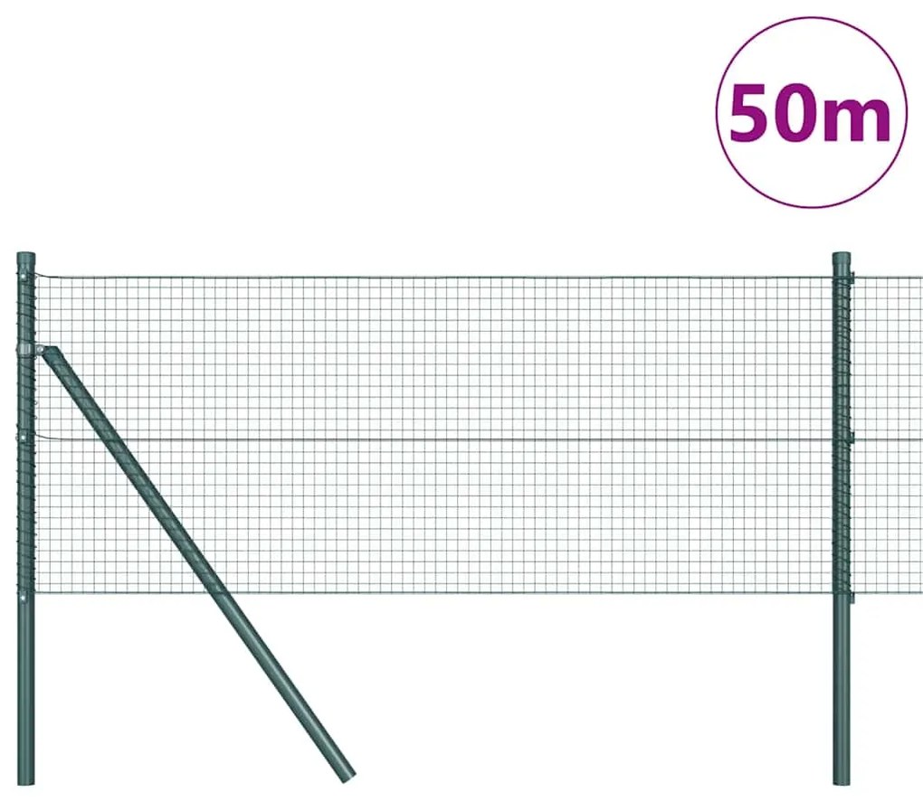 vidaXL Φράχτης με Στήλες. Πράσινο 0.4 x 50 μ. Ατσάλι