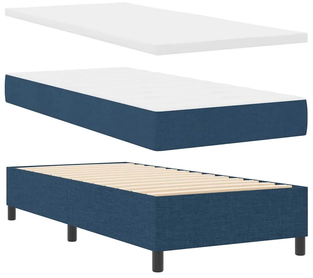 vidaXL Κρεβάτι με ελατήρια με στρώμα Μπλε 90 x 200 cm ύφασμα