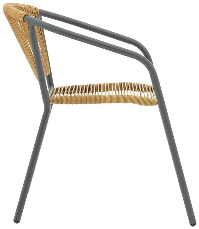 Σετ κήπου - Τραπεζαρία Valor - Lindaria σετ 5 τεμ. μέταλλο ανθρακί - γυαλί - pe rattan φυσικό 110x60x70 εκ. 110x60x70 εκ.