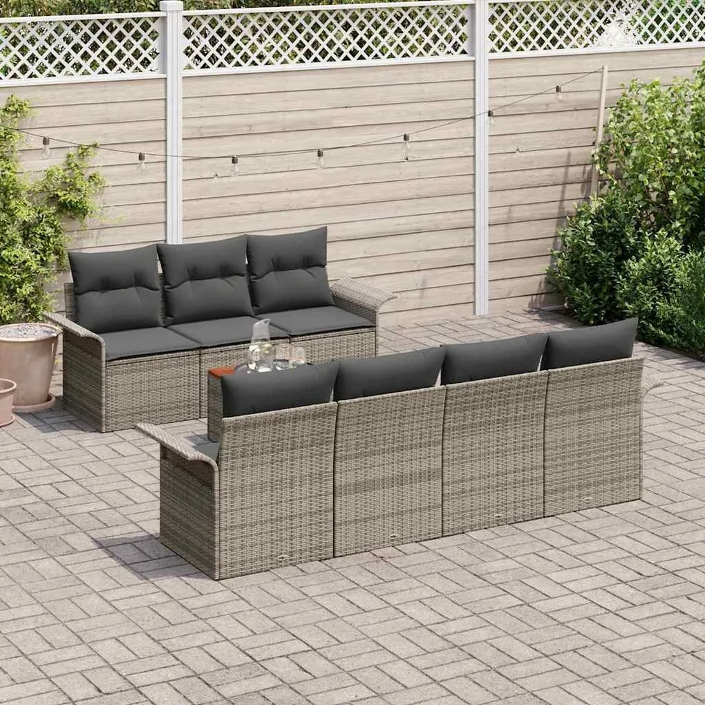 vidaXL Σετ Καναπέ Κήπου με μαξιλάρι 8 pcs Γκρι 55 x 55 x 37 εκ