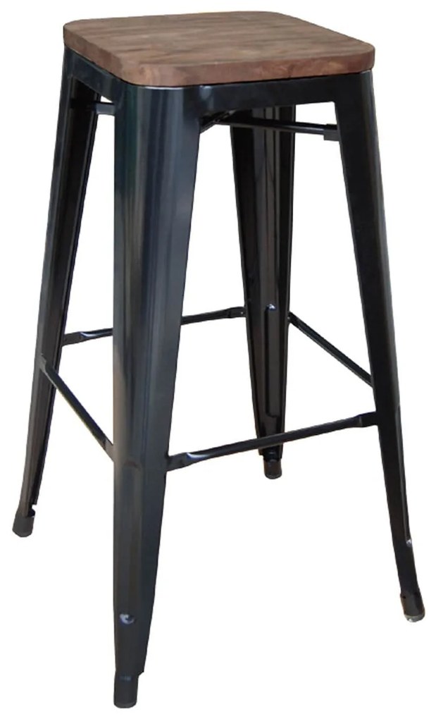 Σκαμπό Μπάρ Relix Wood Black Ε5190W,1 43X43Χ76 cm Μέταλλο,Ξύλο