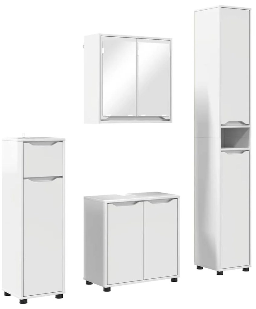 vidaXL Σετ Επίπλων Μπάνιου με συρτάρι 4 pcs Υψηλής γυαλάδας λευκό