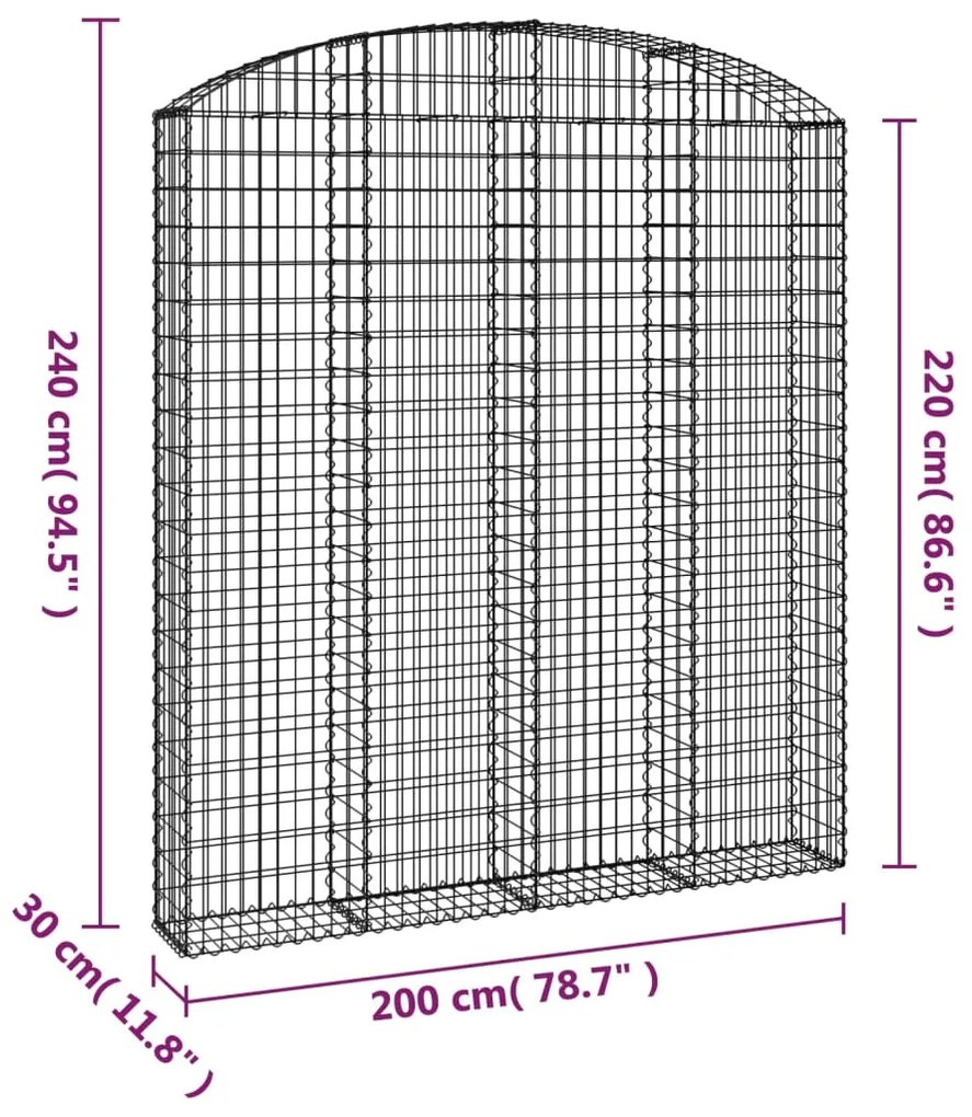 vidaXL Συρματοκιβώτιο Τοξωτό 200x30x220/240εκ. από Γαλβανισμένο Χάλυβα