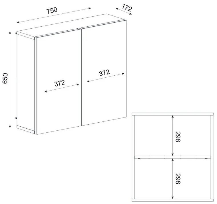 Καθρέπτης μπάνιου Binary Μegapap χρώμα λευκό 75x17,2x65εκ.