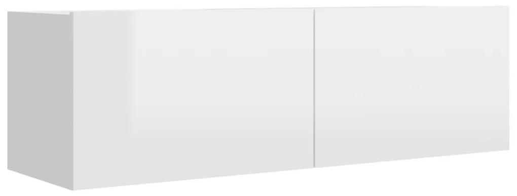 Έπιπλο Τηλεόρασης Γυαλιστερό Λευκό 100x30x30 εκ. Μοριοσανίδα - Λευκό