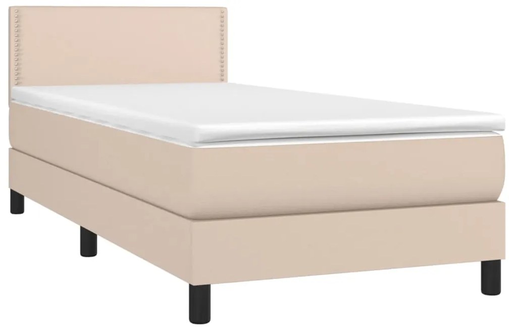 vidaXL Κρεβάτι Boxspring με Στρώμα Καπουτσίνο 100x200εκ.από Συνθ.Δέρμα