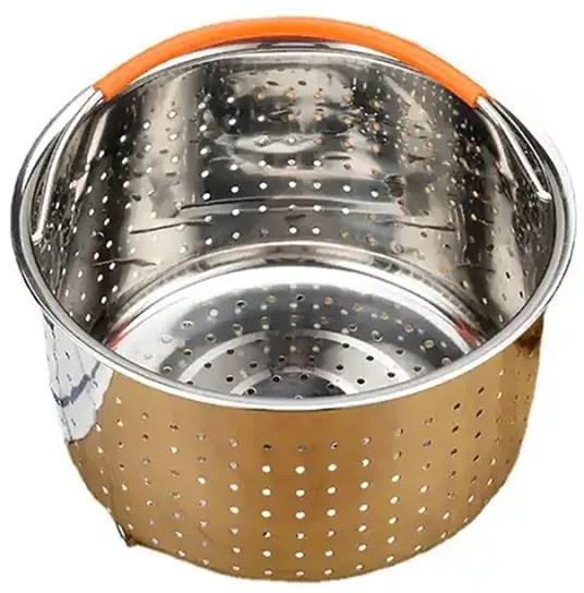 Izibizi SSST-IZB Καλάθι τηγανίσματος και ατμού, 3,8 l, Αποσπώμενη λαβή, Διαχωριστικό, Inox/πορτοκαλί