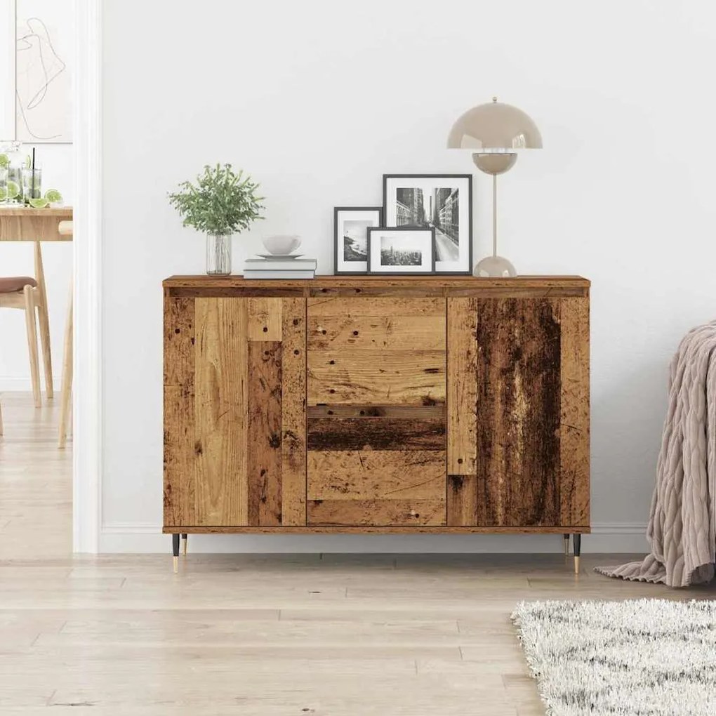 vidaXL Πλαϊνό γραφείο με συρτάρι Παλαιό ξύλο 101.5 x 35 x 70 εκ