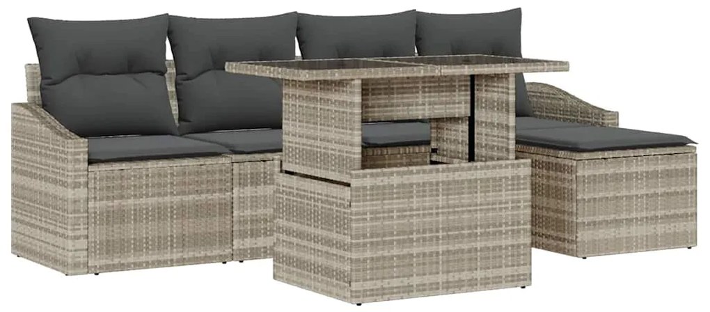 vidaXL Σετ Καναπέ Κήπου 6 pcs Μπεζ Γκρι Πολυ rattan, βαμμένο ατσάλι