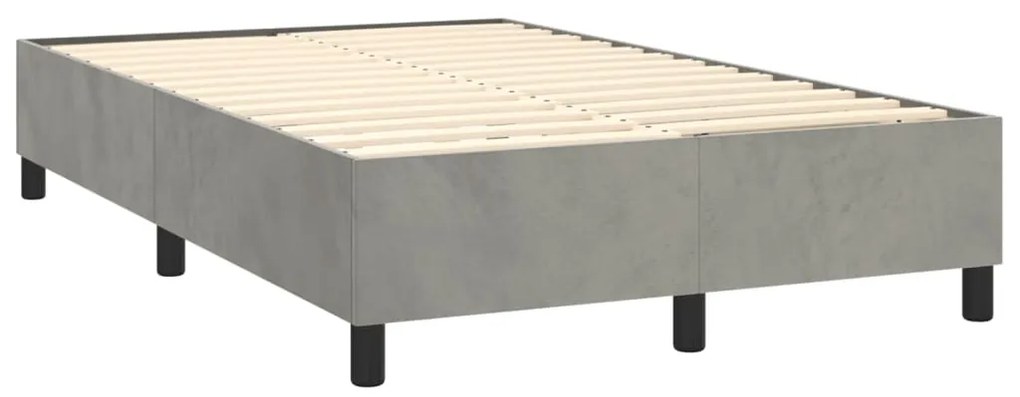 vidaXL Κρεβάτι Boxspring με Στρώμα Ανοιχτό Γκρι 120x190 εκ. Βελούδινο