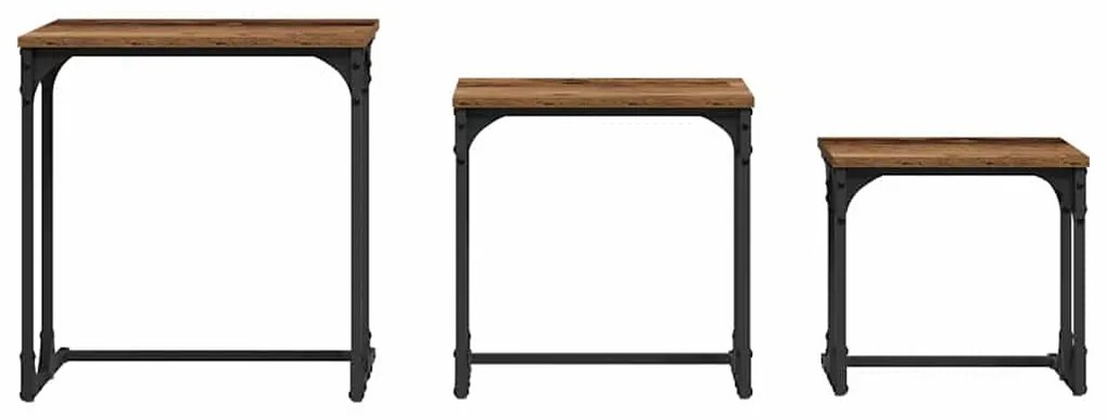 vidaXL Φωτιστικό Τραπεζάκι 3 pcs Παλαιό ξύλο 50.5 x 35 x 53 εκ.