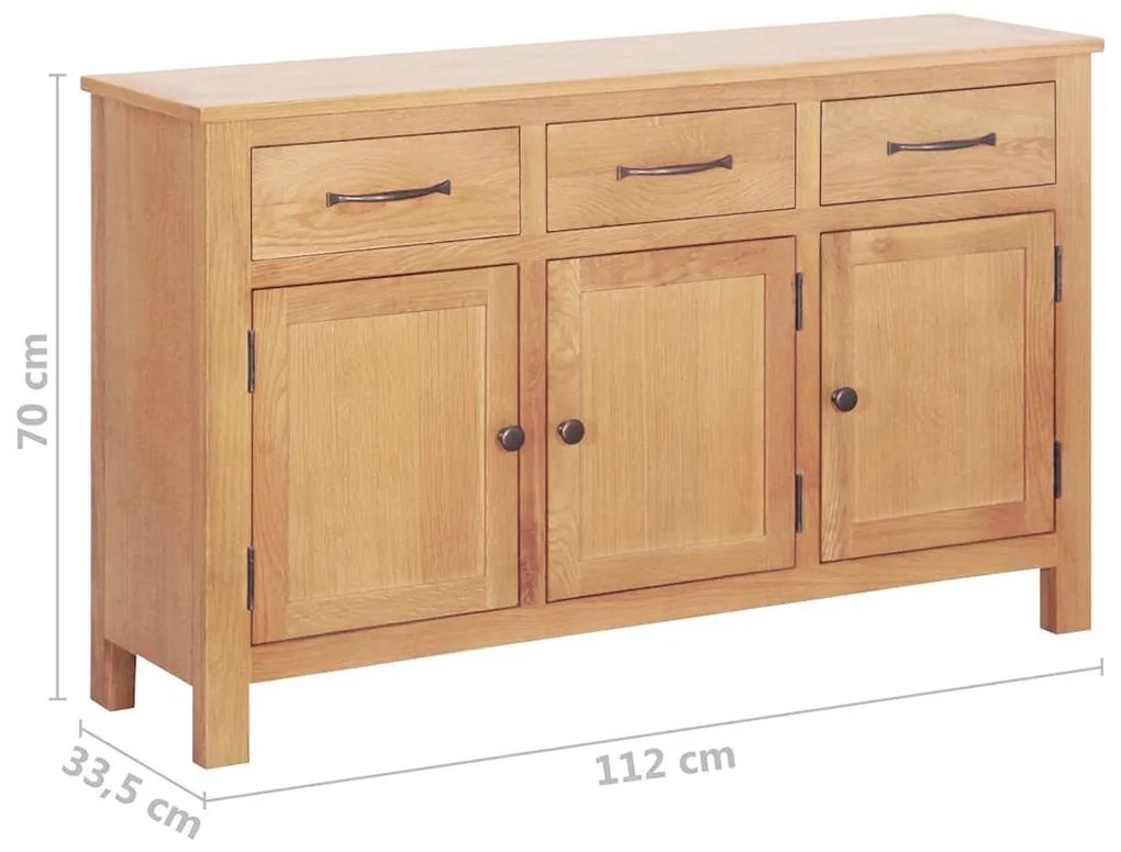 vidaXL Πλαϊνό γραφείο Καφέ 112 x 33.5 x 70 εκ. Στερεό ξύλο δρυός