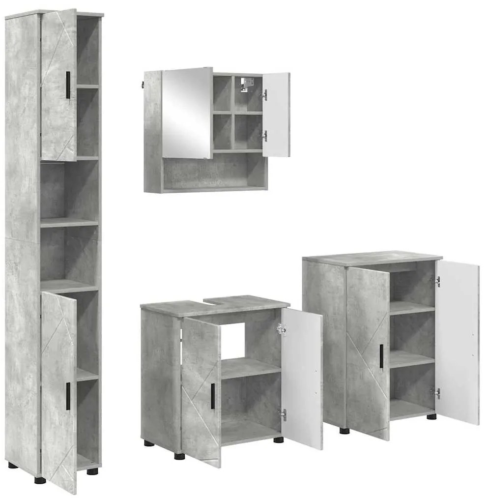 vidaXL Σετ Επίπλων Μπάνιου 4 pcs Γκρι σκυροδέματος 61 x 35 x 64 εκ.