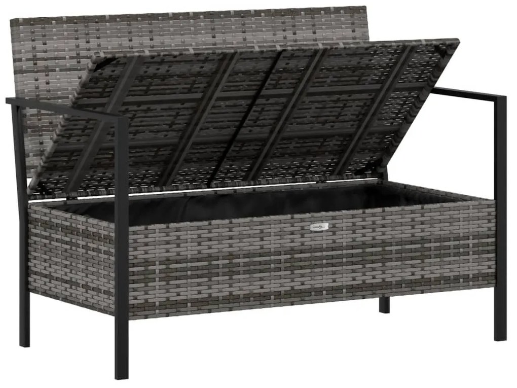 vidaXL Παγκάκι Κήπου Διθέσιο Γκρι από Συνθετικό Ρατάν με Μαξιλάρια