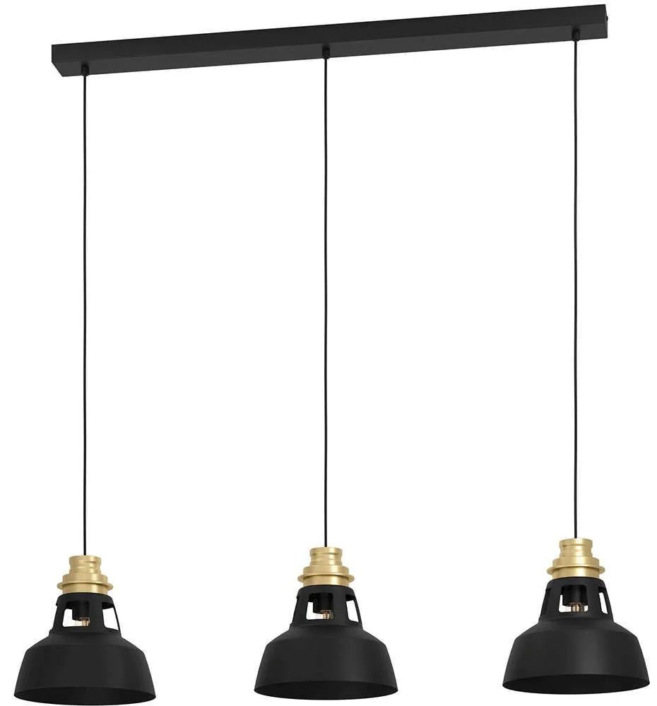 Φωτιστικό Οροφής - Ράγα Espinardo 390231 107x24x150cm 3xE27 40W Black-Gold Eglo Steel