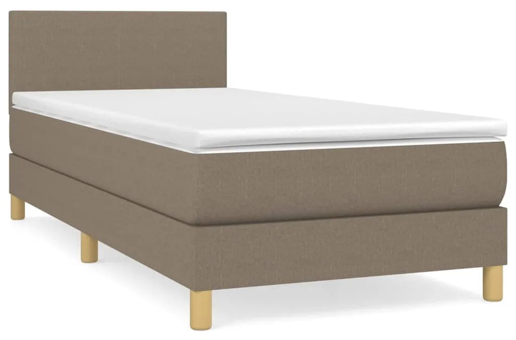 Κρεβάτι Boxspring με Στρώμα Taupe 100 x 200 εκ. Υφασμάτινο - Μπεζ-Γκρι